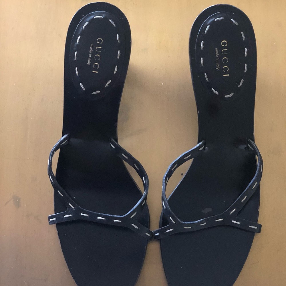 💫GUCCI Black Mules Bamboo Heels 💫 like New - Picture 6 of 6